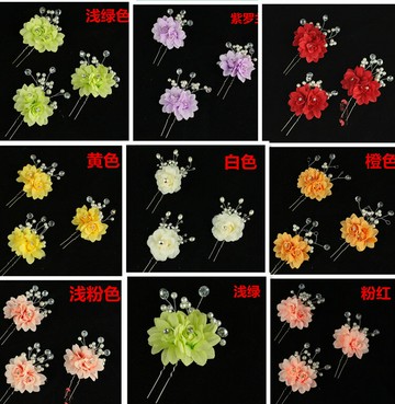 唐裝頭飾演出頭飾頭花珍珠 新娘秀禾旗袍頭飾頭花 漢服新娘頭飾