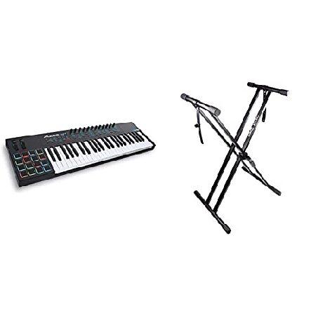 Alesis VI49 49-Key USB MIDI Keyboard Controller with 16 Pads, 16 Assignable Knobs ＆ RockJam Xfinity Heavy-Duty, Double-X, Pre-Assembled, Infinitely