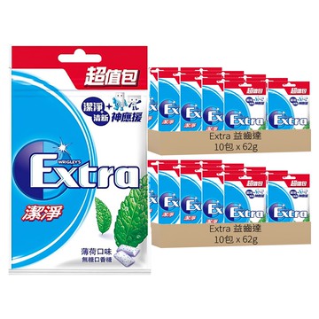 Extra 益齒達 潔淨無糖口香糖 薄荷口味  62g  20包