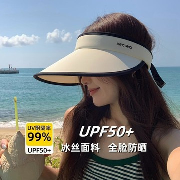 台灣現貨強遮光防曬夏季大帽簷防紫外線空頂女uv太陽帽子冰絲遮陽帽遮臉潮