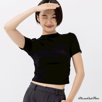 [SALE]半領側邊皺摺短袖上衣 PizzaCutFive PCF243404007