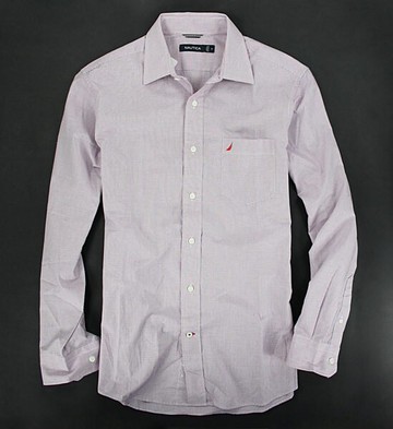 美國百分百【全新真品】NAUTICA 紅帆船 logo 細格紋 長袖 襯衫 男 上衣 M號 特價 板橋門市