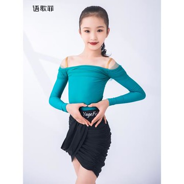 語歌菲拉丁舞服女兒童新款長袖秋冬訓練專業練功服分體時尚舞蹈裙