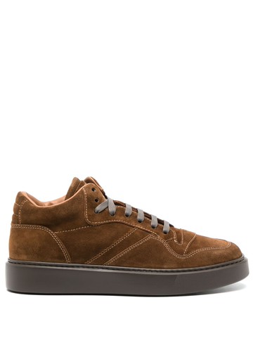 Doucal's - logo-debossed suede sneakers - men - Calf Suede/Rubber/Calf Leather - 43 - Brown