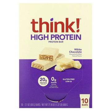 Think !, 高蛋白棒，白巧克力，10 條，每條 2.1 盎司（60 克）