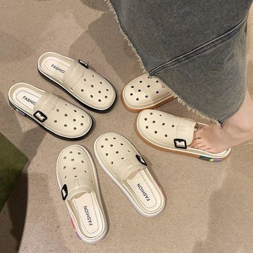 2026新款包頭洞洞鞋女時尚外穿韓版時尚百搭軟底包頭拖鞋女防滑✨台灣出貨