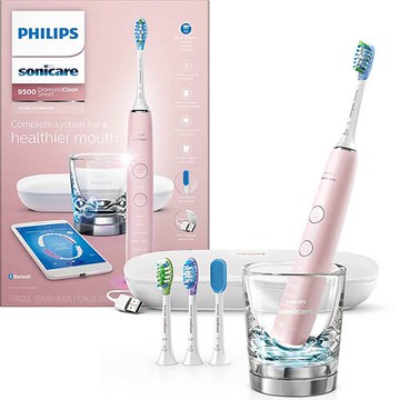 Philips【美國代購】飛利浦 電動牙刷 超音波鑽石靚白9500系列 智慧型HX9924/21 - 粉色