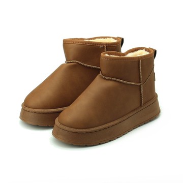 RIN RIN 皮面毛絨雪靴 咖 女鞋