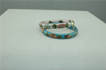 正宗景泰藍掐絲琺瑯庫存老貨銀藍扁款開口手鐲工藝品
