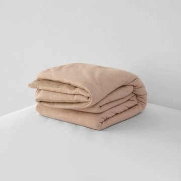 WARM TOUCH 石墨烯保暖針織法蘭絨雙面毯雙人 粉棕