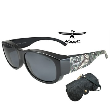 Hawk 專業偏光套鏡 高質感外掛偏光太陽眼鏡 HK1002 74 亮黑框面深灰偏光 公司貨(加贈掛式眼鏡袋)