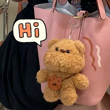 新款ins風卡通揹包熊公仔包包掛件可愛毛絨鑰匙扣超萌生日禮物女生日禮物 禮物