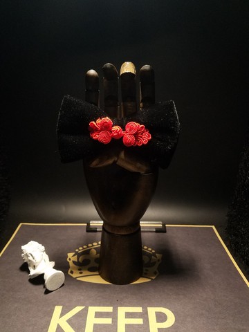 黑色絲絨中國風領結婚禮蝴蝶結