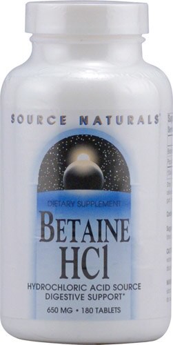 Source Naturals Betaine HCl 650 mg - 180 Tablets