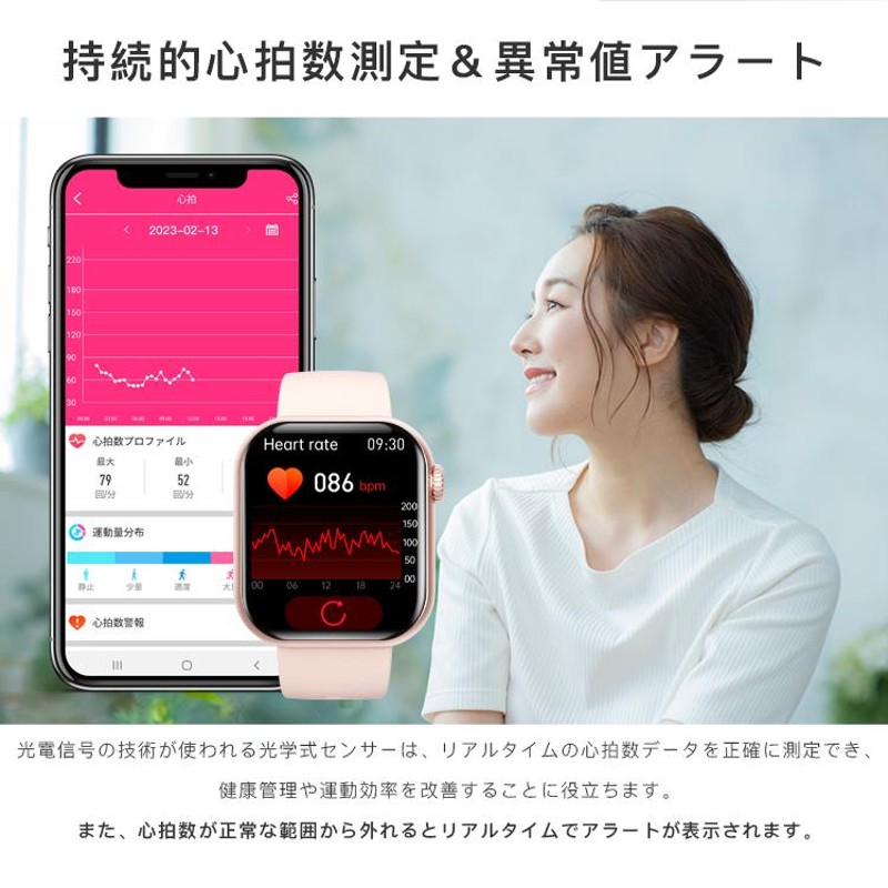 2023新製品 スマートウォッチ 血糖値 siri対応 体温 血圧 1.91インチ