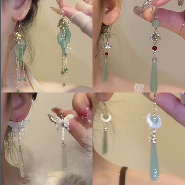 【耳墜】爆款複古耳環 長款耳飾~水滴耳墜 耳鈎 冷淡風 漢服配飾