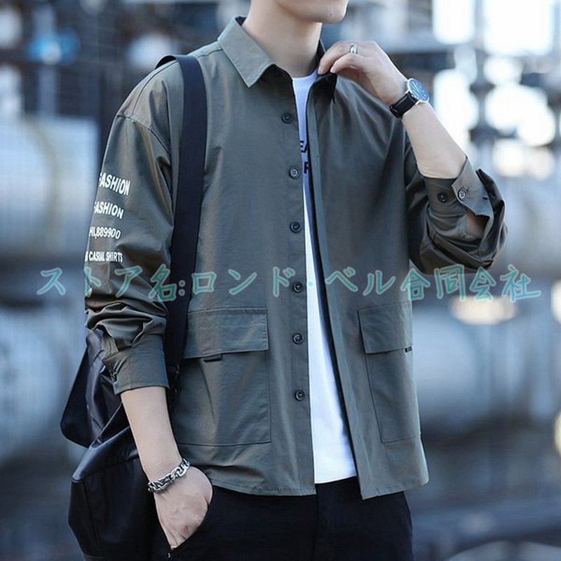 4color カジュアル シャツ メンズ おしゃれ 長袖 ミリタリー カーゴコート 薄手 ゆったり ワイシャツ カッコイイ 大きいサイズ 開襟シャツ トップス アウター 通販 Lineポイント最大get Lineショッピング
