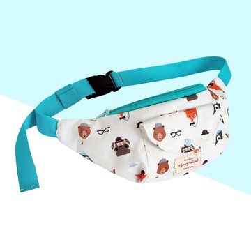 韓國 Coney Island - 雙面防水兒童多用途腰包-博士小狗 (28X12X7公分)