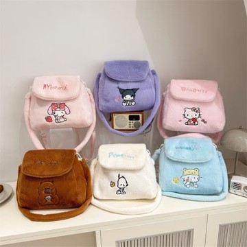 2025毛毛斜跨小包酷洛米休閑女孩小背包可愛旅行休閑女生雙肩包包