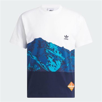 Adidas 男裝 短袖上衣 山脈印花 純棉 白藍【運動世界】IL4731