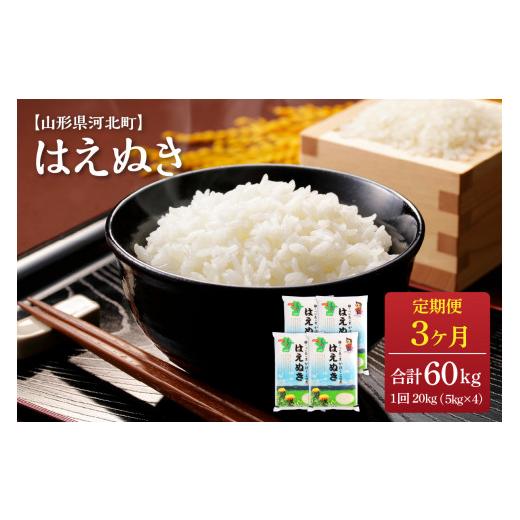 ふるさと納税 山形県 河北町 ※2024年1月中旬スタート※ はえぬき60kg（20kg×3ヶ月）定期便 山形県産