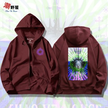 潮野屋 歌德 幻象 女祭司 連帽拉鍊外套 衣服 長袖上衣 刷毛 可愛 潮流 創意 街頭 WJD-3504