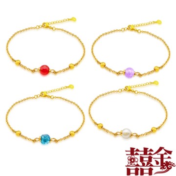 囍金 金彩愛戀 999千足黃金轉運珠手鍊(6選1)