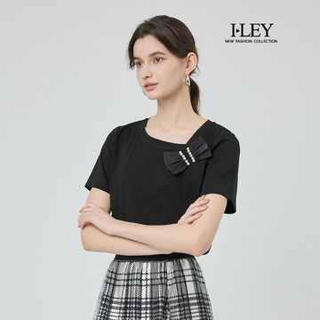 ILEY伊蕾 甜美立體蝴蝶結棉質上衣(黑；M-2L)