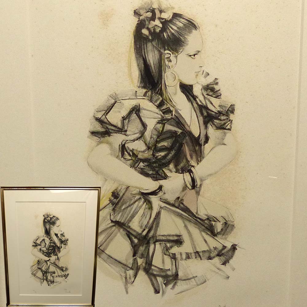 斎藤三郎リトグラフ女性イザベル