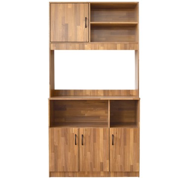 《HOPMA》美背歐森高廚房收納櫃 台灣製造 電器櫥櫃 儲藏收納置物 微波爐櫃-拼版柚木