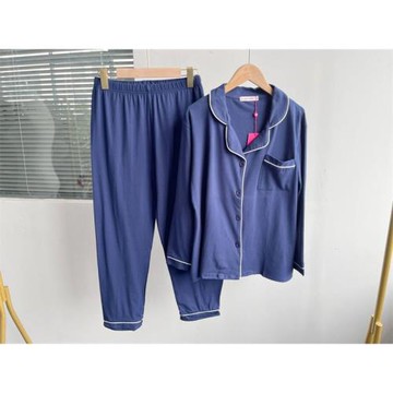 微瑕碼偏小！女長袖長褲純色百搭舒適薄款睡衣套裝日常家居高彈Y7