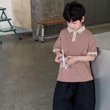 【在臺免運】兒童POLO衫2026夏季新款男童條紋上衣寶寶翻領夏裝短袖t恤帥氣潮 男童短袖fsaw