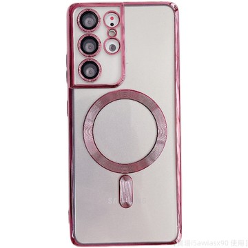 magsafe 磁吸電鍍 適用 三星 S21 S22 ultra 手機殼 S22+ 自帶鏡頭膜 透明 全包 保護殼 電鍍