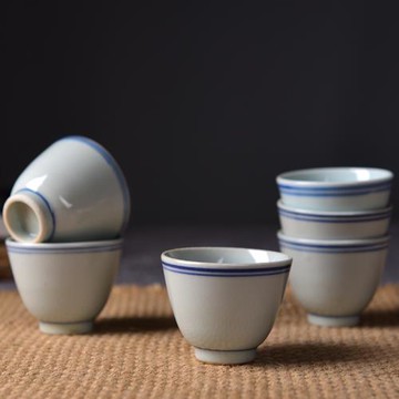陶瓷功夫茶杯6只裝景德鎮仿古青花品茗杯喝功夫茶小茶杯個人茶具