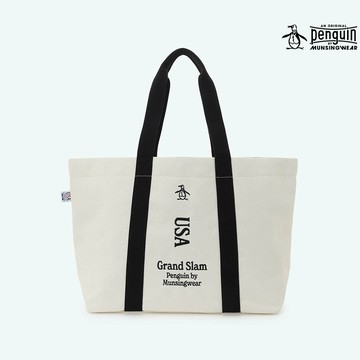 【Munsingwear 企鵝】網路獨家 男款黑色企鵝美式帆布大容量托特包 MGYP0500