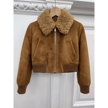羊羔毛皮毛一體外套女2025秋冬設計師款高級感鹿皮絨復古短款上衣