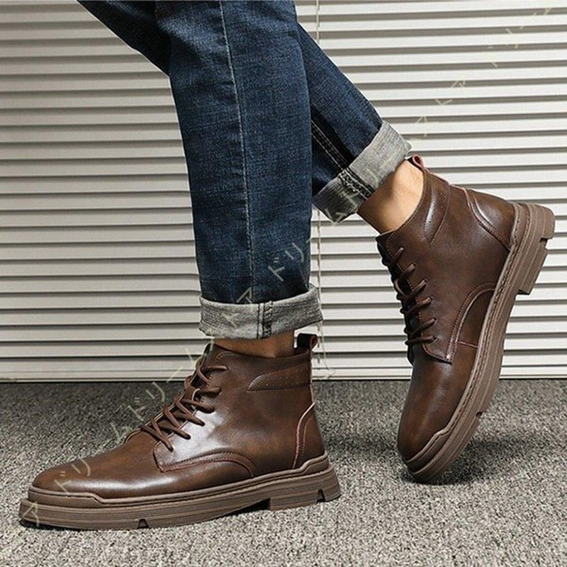 ワークブーツ メンズ カジュアルブーツ 本革 レースアップ ショートブーツ バイク用 カジュアル ビジネスブーツ 紳士靴 通気性 高級靴 通販 Lineポイント最大get Lineショッピング