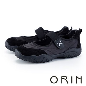 ORIN 真皮拼接彈力瑪莉珍運動鞋 黑色