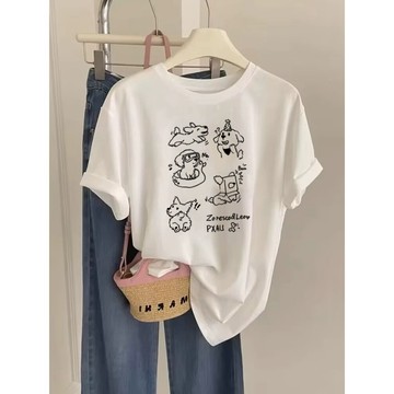 免運 夏天女裝 韓版 100%純棉 寬鬆上衣 短袖t恤女 oversize 大碼短袖上衣 shirt 韓t恤 2523
