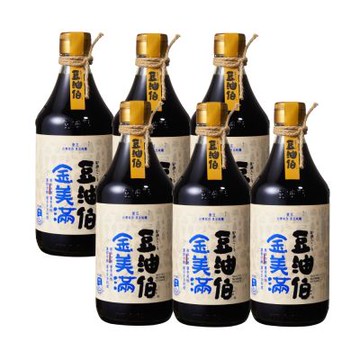 豆油伯 金美滿無添加糖黃豆醬油6入超值組(500mlx6瓶)