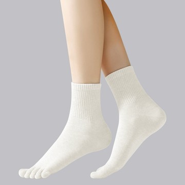 NICOFUN 愛定做 運動五趾短筒襪 fyk245toe17-42  白色  22.5~24.5cm  1套