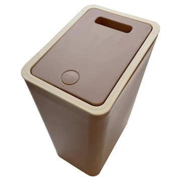 Life 日系簡約按壓式彈蓋垃圾桶 適用於臥室/客廳/浴室/廚房等  21.8 x 15.2 x 33cm  奶茶咖  1個