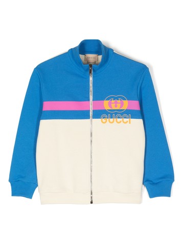 GUCCI CHILDREN Interlocking G print jersey full-zip sweatshirt Boy