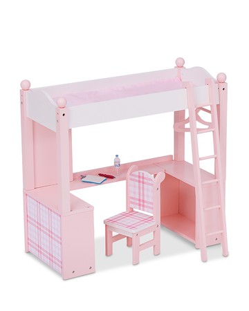 Sophia's by Teamson Kids Aurora Princess 18 Doll Pink Plaid Bed with Accessories Pink - Ages 3-7