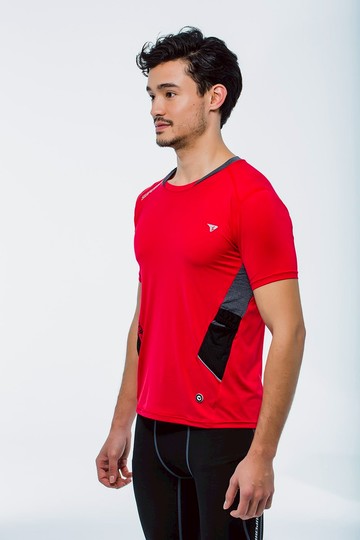 【SUPERACE】SR-TRAIL紅色修身版越野跑上衣 / 男款 / 紅