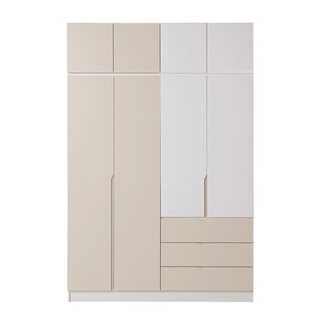 直人木業-RJ北歐奶油風高被櫥開門衣櫃組160公分(單吊/雙吊+三抽)雙吊款+三抽