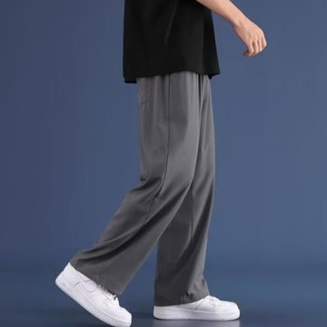 大碼加肥夏季薄款涼感冰絲褲男寬松闊腿褲直筒休閑長褲運動速干褲