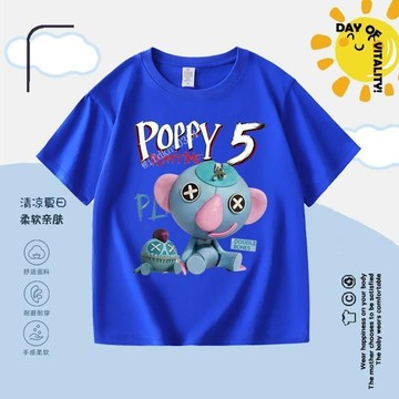 台灣發貨 波比的遊戲時間上衣 波比的遊戲時間童裝 兒童短息 兒童T恤 男女童衣服 夏裝新款 印花T恤 中大童衣服 男孩子