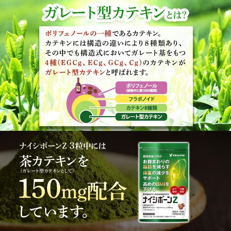 おなかの脂肪 内臓脂肪 皮下脂肪を減らす ダイエット サプリメント ナイシボーンZ 茶カテキン 機能性表示食品 30日分 サプリ サラシア イヌリン  酵母 | LINEブランドカタログ