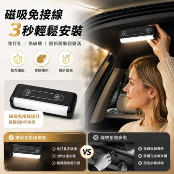 D01重力感應後車廂燈 開蓋自動亮燈 免接線安裝 太陽能 Type-C充電 三色溫調整 車用露營兩用燈